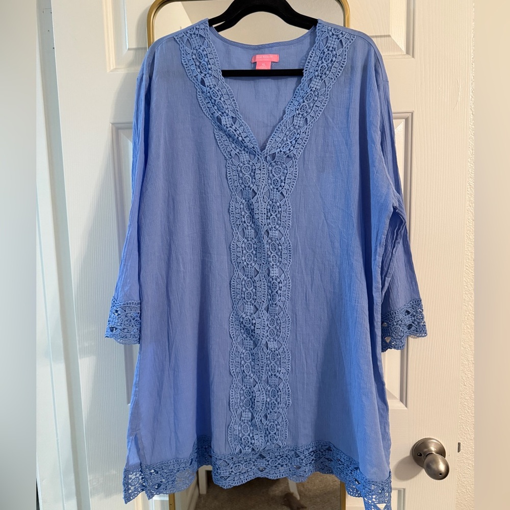 Isaac Mizrahi Blue Lace Detail Tunic